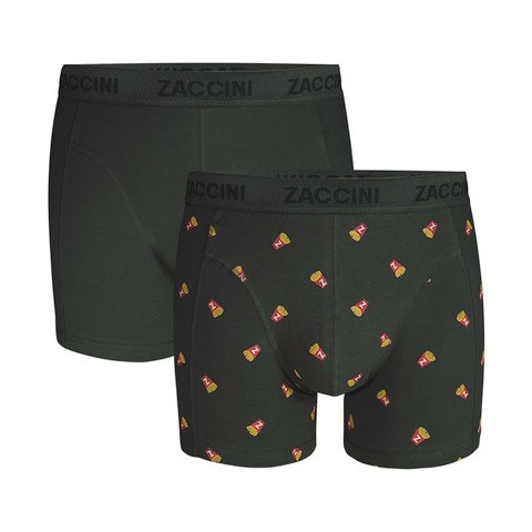 Zaccini 2-pack boxershorts perfect fit allover patat print Khaki