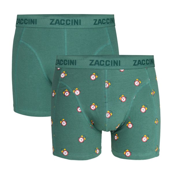 Zaccini 2-pack boxershorts perfect fit allover wekker print Khaki