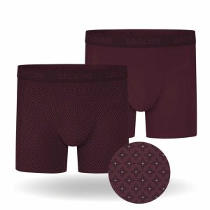 Zaccini Trendy 2-pack Perfect Fit Heren Boxershorts Allover Modern Print - Bordeaux