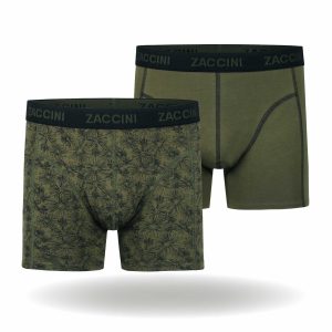 Zaccini Trendy 2-pack Perfect Fit Heren Boxershorts Allover Urban Blossom Olive Print - Khaki