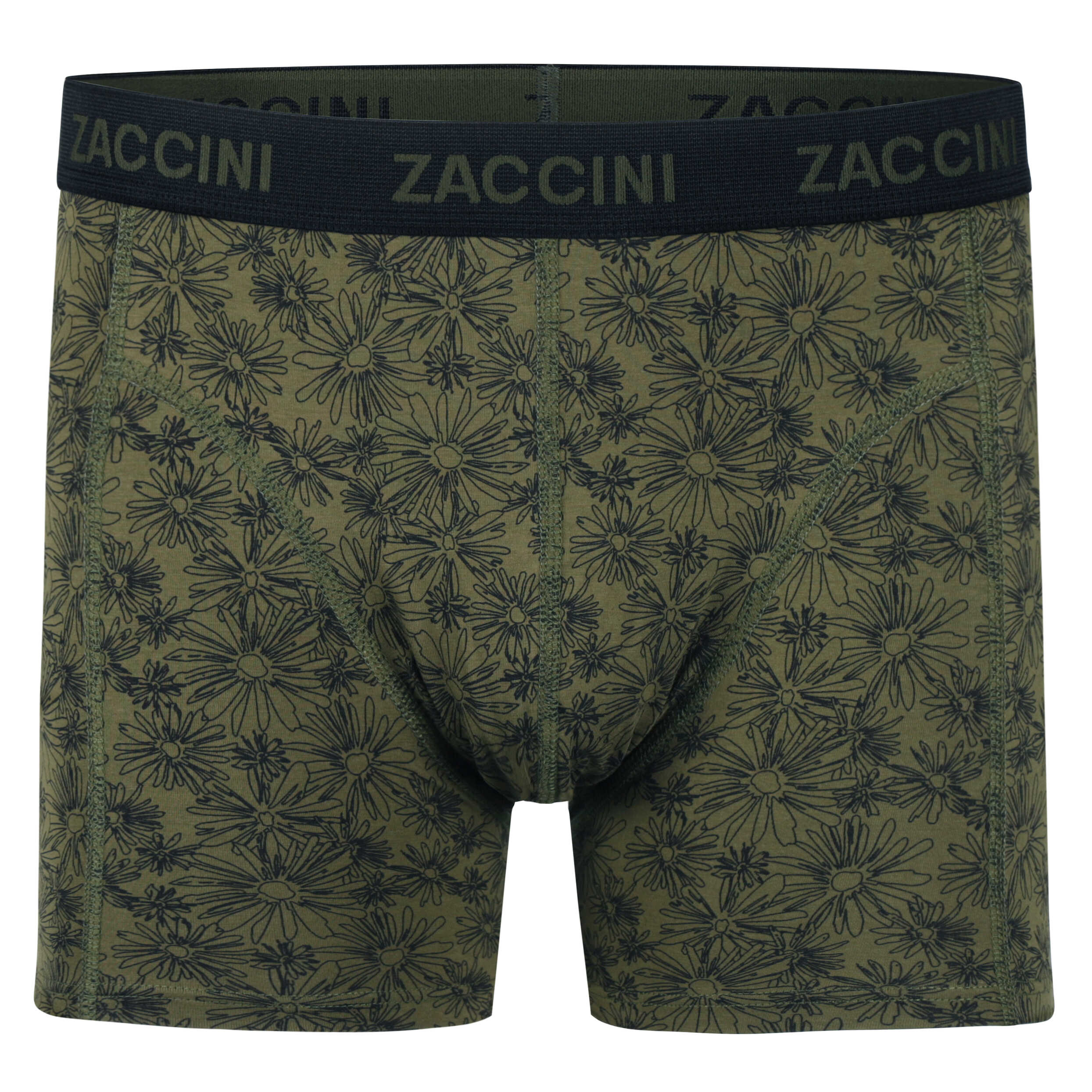 Zaccini Trendy 2-pack Perfect Fit Heren Boxershorts Allover Urban Blossom Olive Print - Khaki