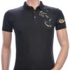 Les Designers Polo T-Shirt met geborduurde tijgerkop Zwart
