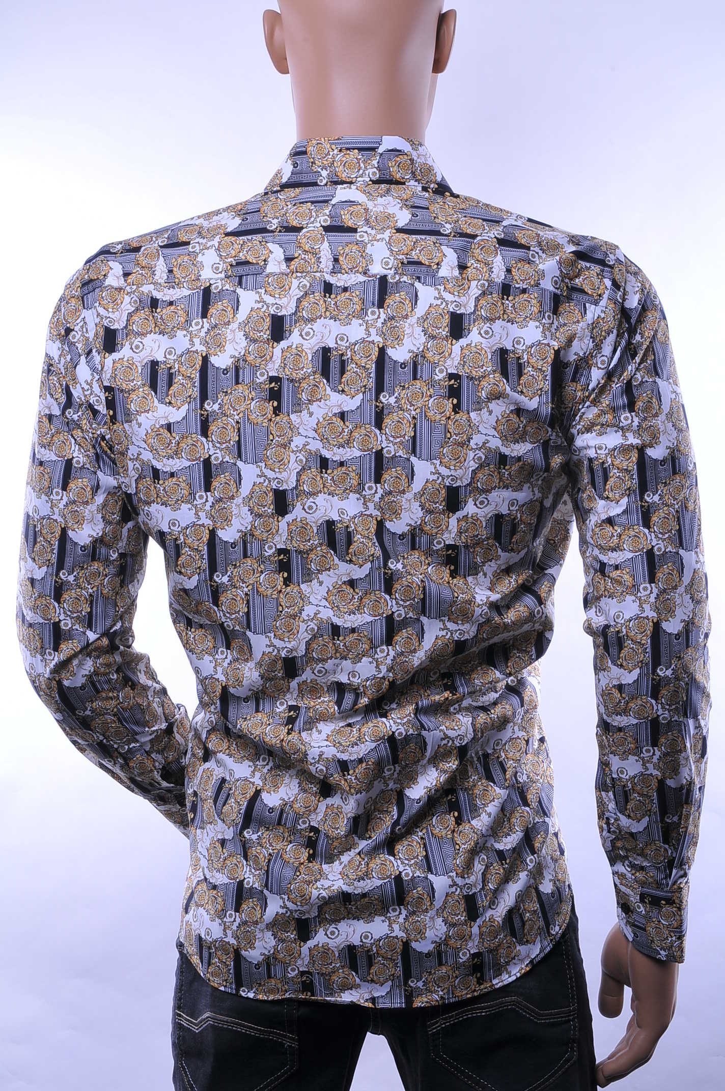 CORRINO Italiaans Modern Fit Heren Overhemd met opvallende Oud Grieks Motieven print – Beige