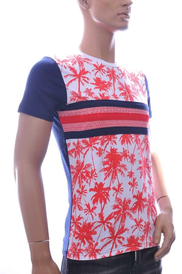 Club-Ju Les Designers Ci-Borg Philipp Plein PRADA Louis Vuitton GUCCI VERSACE KENZO Dsquared2 Levi's CHASIN G-STAR DOLCE & GABBANA DIESEL PME LEGEND WAM DENIM LACOSTE ronde hals allover palmbomen print Hawaii T-shirt Rood