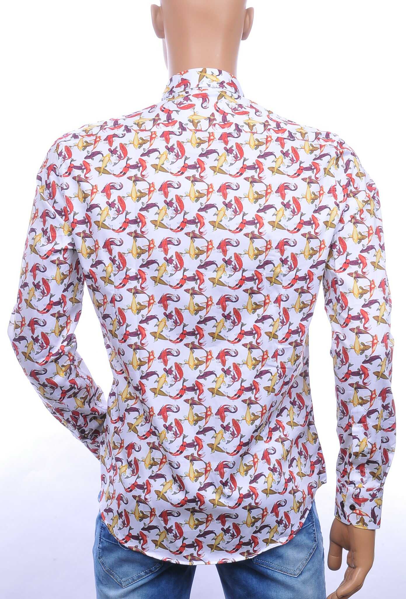 CORRINO modern fit allover kleurrijk visjes dessin heren overhemd Wit