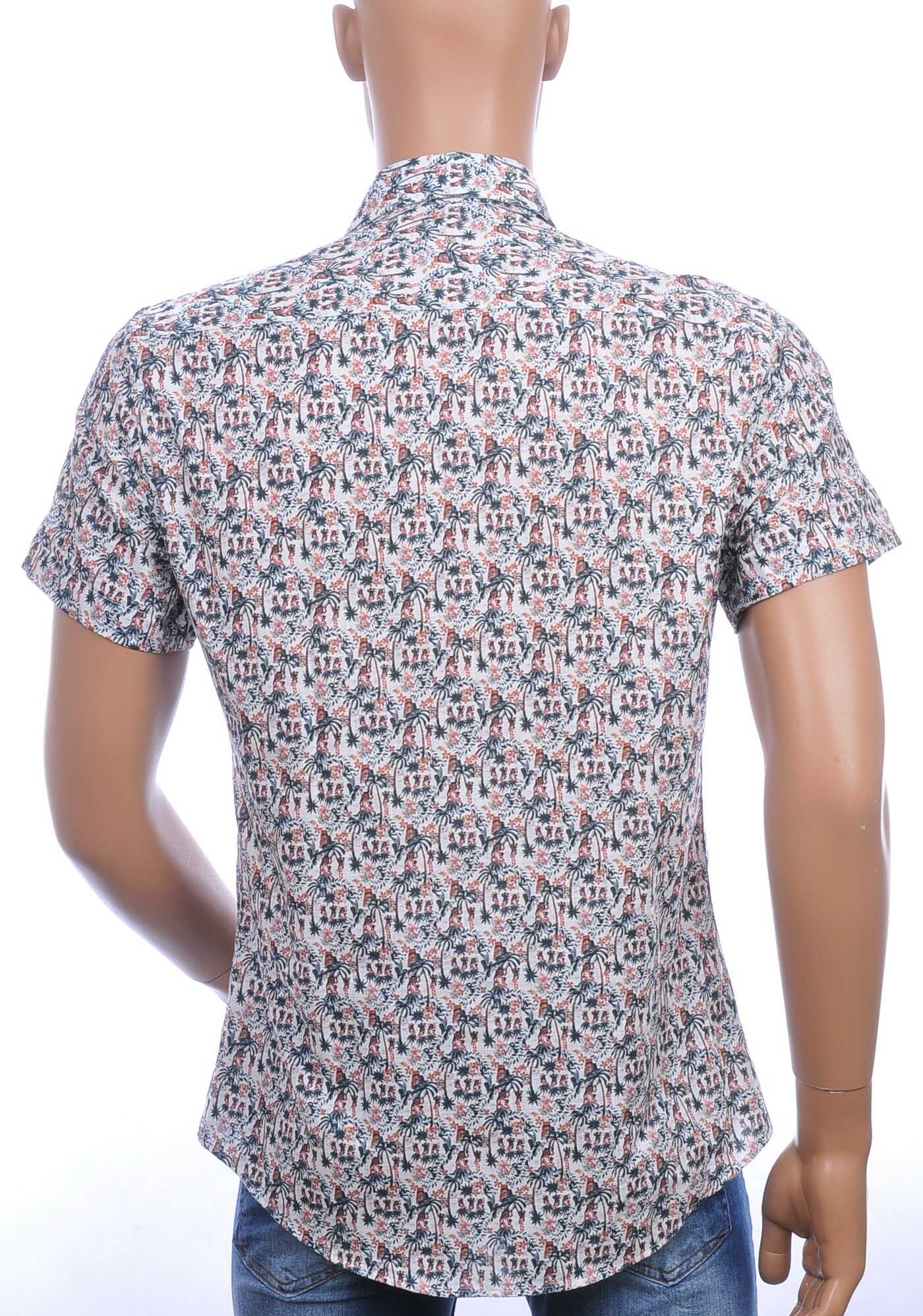 Ferlucci slim fit allover palmbomen dessin korte mouwen heren Hawaii overhemd Beige