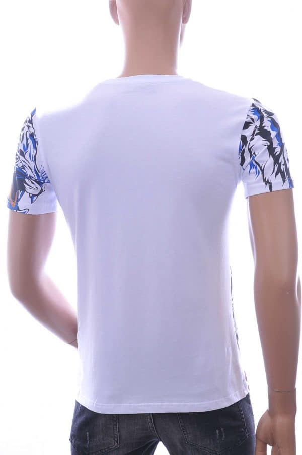 Les Designers Philipp Plein PRADA Louis Vuitton GUCCI VERSACE KENZO Dsquared2 Levi's CHASIN G-STAR DOLCE & GABBANA DIESEL PME LEGEND WAM DENIM LACOSTE ronde hals leeuwenkop print T-shirt met steentjes Wit