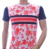 Club-Ju Hawaii T-Shirt met Ronde Hals en Palmbomen Print – Rood