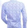 Corrino Italiaanse getailleerd slim fit allover virussen motieven dessin heren overhemd Blauw