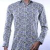 Corrino Italiaanse getailleerd slim fit allover virussen motieven dessin heren overhemd Groen