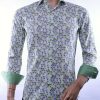 Corrino Italiaanse getailleerd slim fit allover virussen motieven dessin heren overhemd Groen