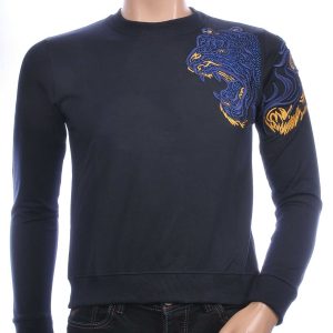 CI-BORG ronde hals heren trui met steentjes Navy-Navy