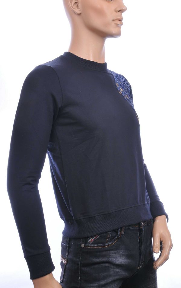 CI-BORG ronde hals heren trui met steentjes Navy-Navy