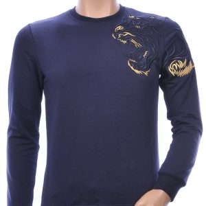 Les Designers A Fish Named Fred Wolff Blitz Louis Vuitton GUCCI VERSACE KENZO Dsquared2 Levi's CHASIN G-STAR DOLCE & GABBANA DIESEL PME LEGEND WAM DENIM LACOSTE ronde hals heren trui / shirt met steentjes Navy