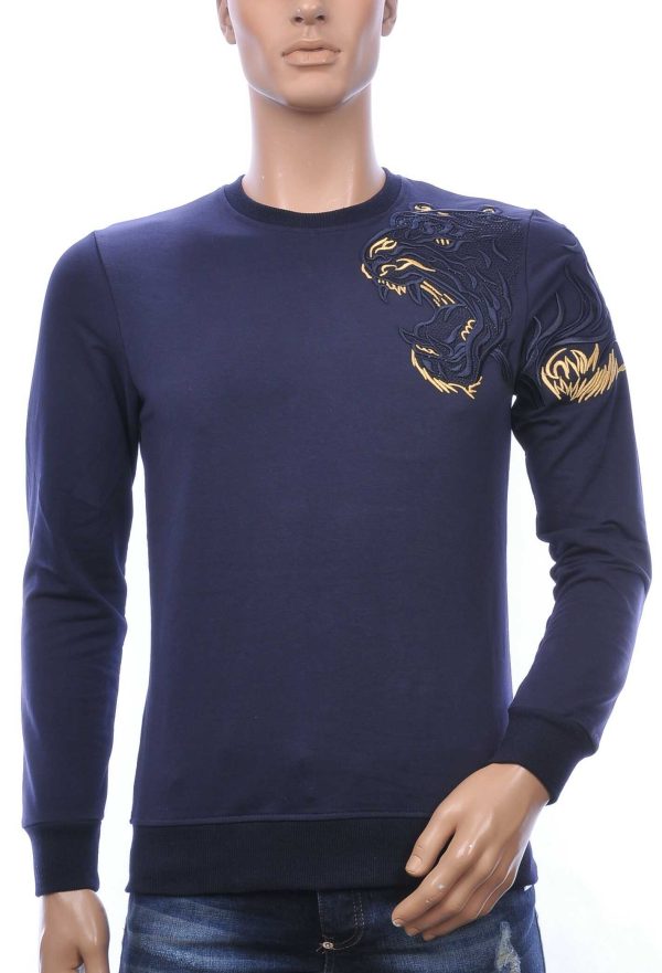 Les Designers A Fish Named Fred Wolff Blitz Louis Vuitton GUCCI VERSACE KENZO Dsquared2 Levi's CHASIN G-STAR DOLCE & GABBANA DIESEL PME LEGEND WAM DENIM LACOSTE ronde hals heren trui / shirt met steentjes Navy