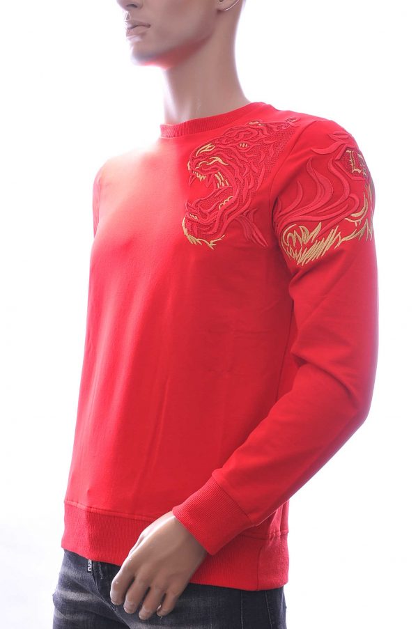 Les Designers A Fish Named Fred Wolff Blitz Louis Vuitton GUCCI VERSACE KENZO Dsquared2 Levi's CHASIN G-STAR DOLCE & GABBANA DIESEL PME LEGEND WAM DENIM LACOSTE ronde hals heren trui / shirt met steentjes Rood