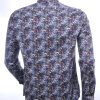 BERZO trendy slim fit allover modern arts dessin heren overhemd Zwart