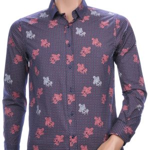 BIBLOS UOMO Wolff Blitz Moncler DIOR Philipp Plein PRADA Louis Vuitton GUCCI VERSACE KENZO Dsquared2 Levi's CHASIN G-STAR DOLCE & GABBANA DIESEL PME LEGEND WAM DENIM LACOSTE slim fit allover bloemen dessin heren overhemd Zwart