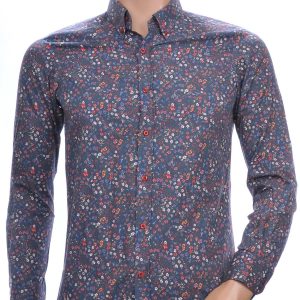 BIBLOS UOMO Wolff Blitz Moncler DIOR Philipp Plein PRADA Louis Vuitton GUCCI VERSACE KENZO Dsquared2 Levi's CHASIN G-STAR DOLCE & GABBANA DIESEL PME LEGEND WAM DENIM LACOSTE slim fit allover bloemen dessin heren overhemd Antraciet