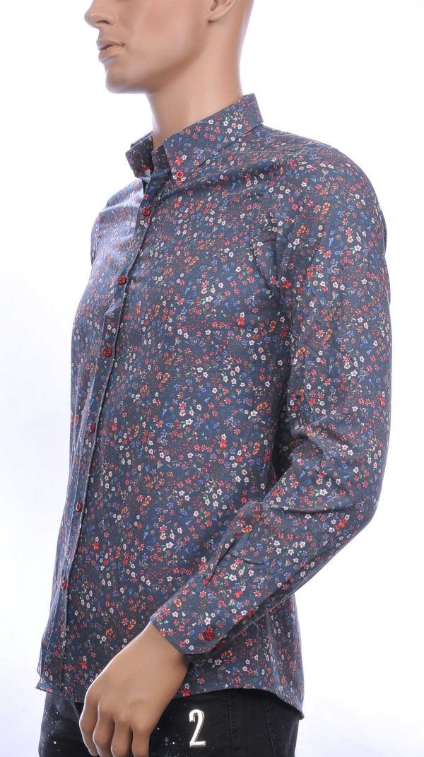 BIBLOS UOMO Blue Industry Wolff Blitz Moncler DIOR Philipp Plein PRADA Louis Vuitton GUCCI VERSACE KENZO Dsquared2 Levi's CHASIN G-STAR DOLCE & GABBANA DIESEL PME LEGEND WAM DENIM LACOSTE slim fit allover bloemen dessin heren overhemd Antraciet