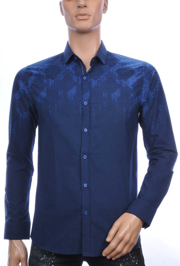 BIBLOS UOMO Wolff Blitz Moncler DIOR Philipp Plein PRADA Louis Vuitton GUCCI VERSACE KENZO Dsquared2 Levi's CHASIN G-STAR DOLCE & GABBANA DIESEL PME LEGEND WAM DENIM LACOSTE slim fit allover modern arts dessin heren overhemd Navy