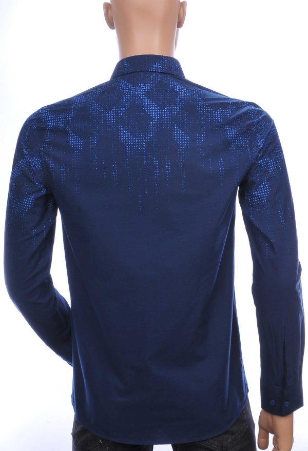 BIBLOS UOMO Wolff Blitz Moncler DIOR Philipp Plein PRADA Louis Vuitton GUCCI VERSACE KENZO Dsquared2 Levi's CHASIN G-STAR DOLCE & GABBANA DIESEL PME LEGEND WAM DENIM LACOSTE slim fit allover modern arts dessin heren overhemd Navy