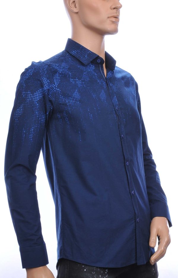 BIBLOS UOMO Wolff Blitz Moncler DIOR Philipp Plein PRADA Louis Vuitton GUCCI VERSACE KENZO Dsquared2 Levi's CHASIN G-STAR DOLCE & GABBANA DIESEL PME LEGEND WAM DENIM LACOSTE slim fit allover modern arts dessin heren overhemd Navy