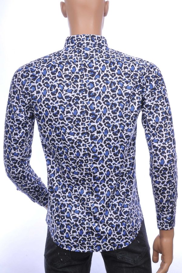 BIBLOS UOMO Wolff Blitz Moncler DIOR Philipp Plein PRADA Louis Vuitton GUCCI VERSACE KENZO Dsquared2 Levi's CHASIN G-STAR DOLCE & GABBANA DIESEL PME LEGEND WAM DENIM LACOSTE slim fit allover tijger print dessin heren overhemd Blauw