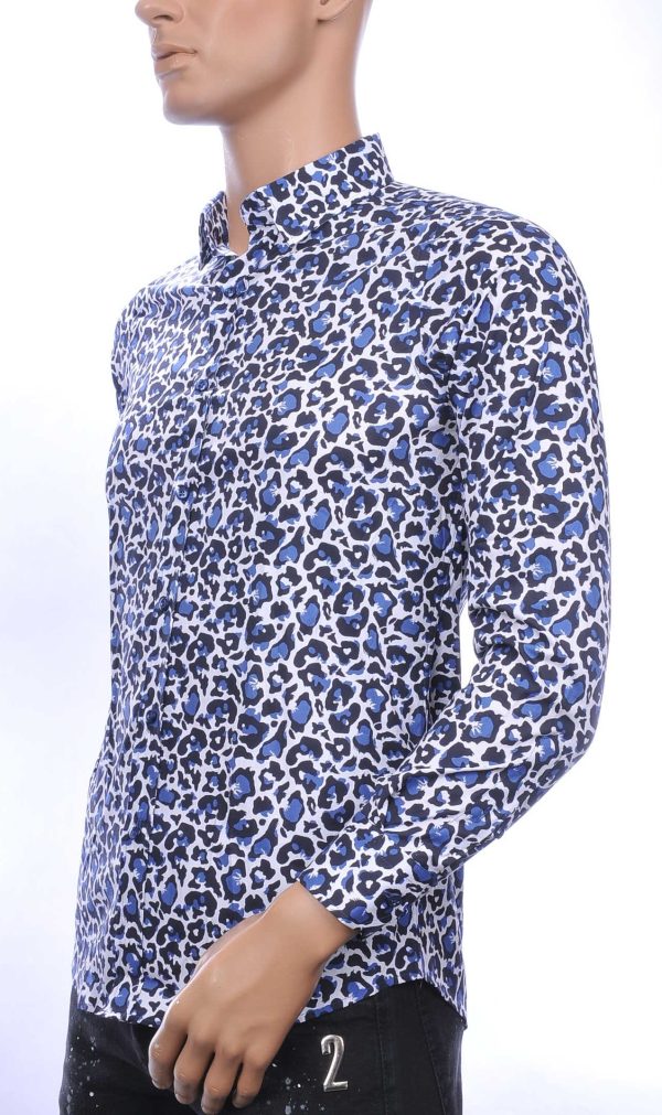 BIBLOS UOMO Wolff Blitz Moncler DIOR Philipp Plein PRADA Louis Vuitton GUCCI VERSACE KENZO Dsquared2 Levi's CHASIN G-STAR DOLCE & GABBANA DIESEL PME LEGEND WAM DENIM LACOSTE slim fit allover tijger print dessin heren overhemd Blauw