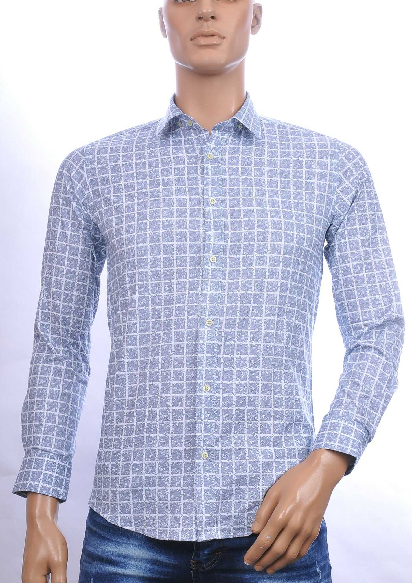 BIBLOS UOMO slim fit allover geruite patroon getailleerd overhemd Grijs