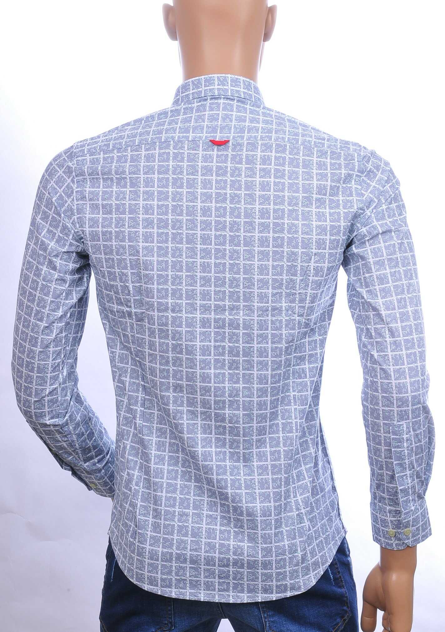 BIBLOS UOMO slim fit allover geruite patroon getailleerd overhemd Grijs