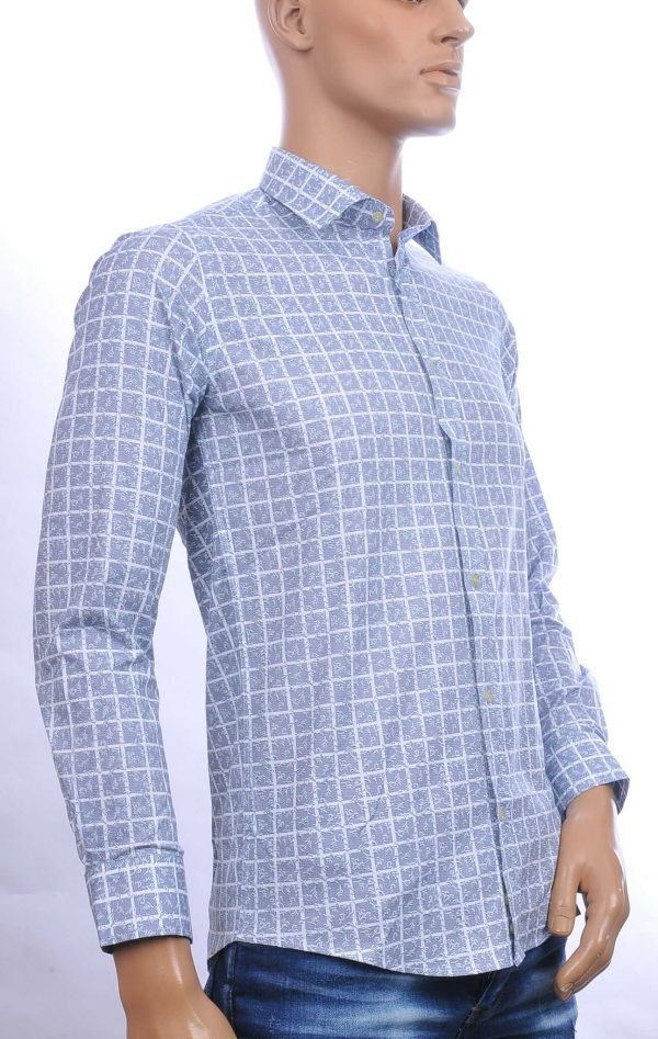 BIBLOS UOMO slim fit allover geruite patroon getailleerd overhemd Grijs
