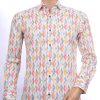CORRINO Italiaanse allover geometrische motieven heren overhemd Ecru