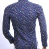 BERZO Italiaanse Getailleerde Slim Fit Heren Overhemd met Allover Fiets- en Vogelprint – Navy | Trendy & Comfortabel