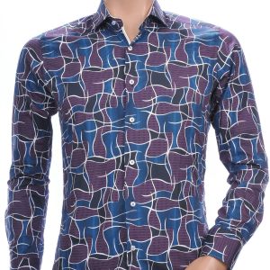 Corrino slim fit allover modern dessin heren overhemd Zwart