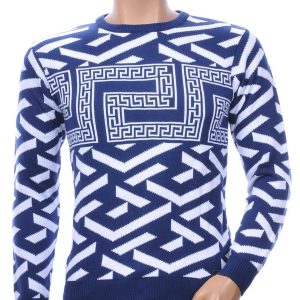 Club Ju A Fish Named Fred Wolff Blitz Louis Vuitton GUCCI VERSACE KENZO Dsquared2 Levi's CHASIN G-STAR DOLCE & GABBANA DIESEL PME LEGEND WAM DENIM LACOSTE ronde hals allover modern dessin heren trui Navy