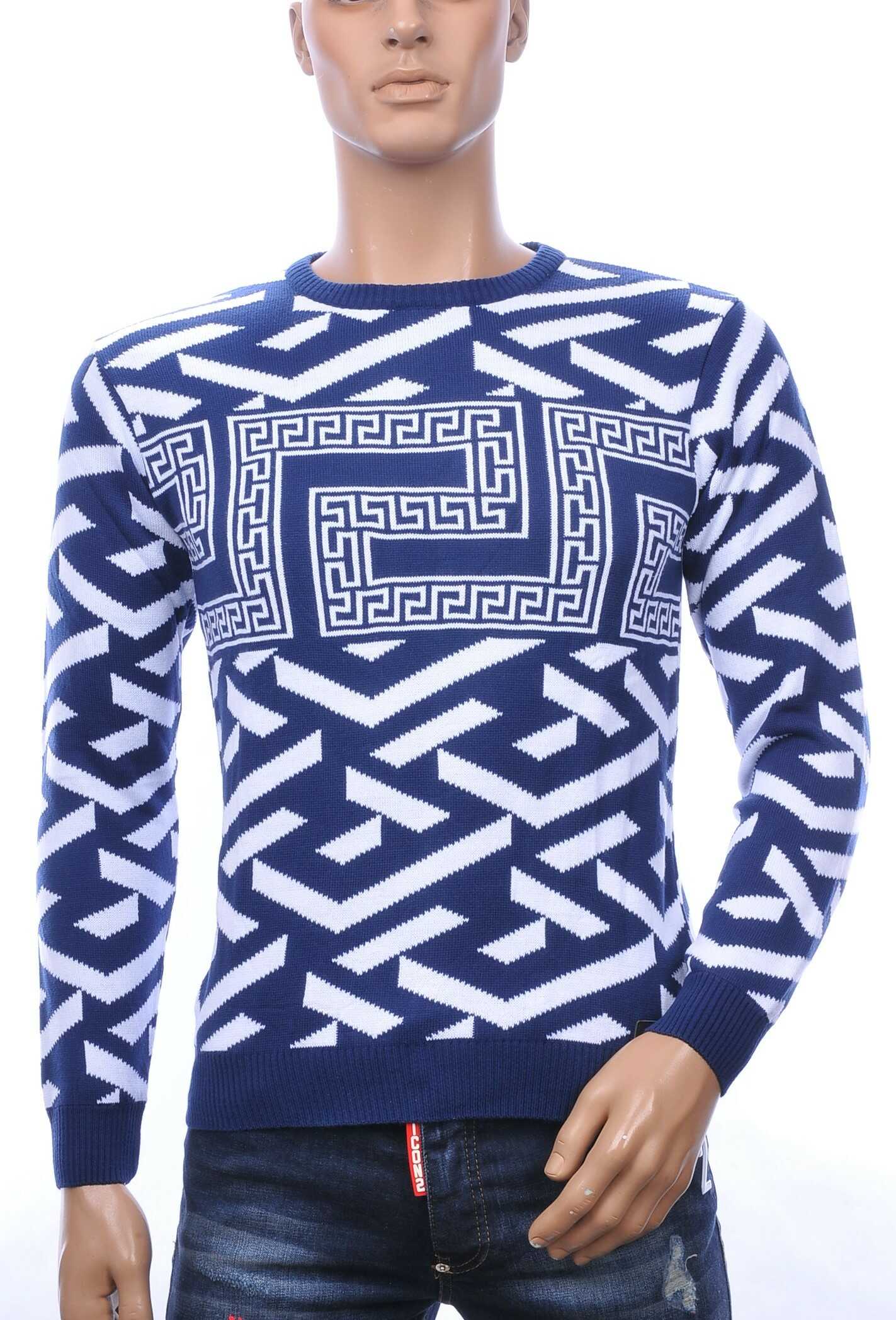 Club Ju A Fish Named Fred Wolff Blitz Louis Vuitton GUCCI VERSACE KENZO Dsquared2 Levi's CHASIN G-STAR DOLCE & GABBANA DIESEL PME LEGEND WAM DENIM LACOSTE ronde hals allover modern dessin heren trui Navy