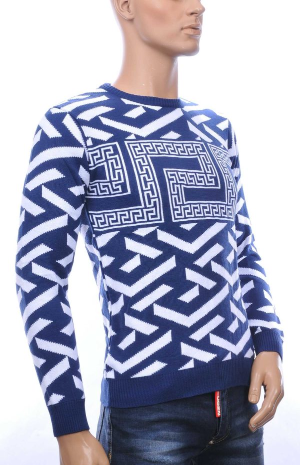 Club Ju A Fish Named Fred Wolff Blitz Louis Vuitton GUCCI VERSACE KENZO Dsquared2 Levi's CHASIN G-STAR DOLCE & GABBANA DIESEL PME LEGEND WAM DENIM LACOSTE ronde hals allover modern dessin heren trui Navy
