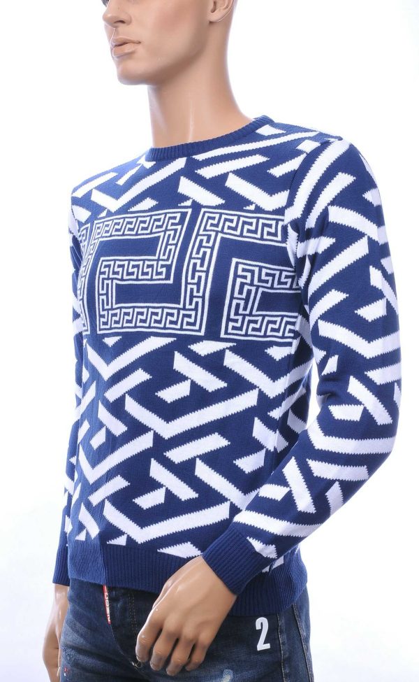 Club Ju A Fish Named Fred Wolff Blitz Louis Vuitton GUCCI VERSACE KENZO Dsquared2 Levi's CHASIN G-STAR DOLCE & GABBANA DIESEL PME LEGEND WAM DENIM LACOSTE ronde hals allover modern dessin heren trui Navy
