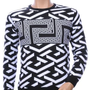Club Ju A Fish Named Fred Wolff Blitz Louis Vuitton GUCCI VERSACE KENZO Dsquared2 Levi's CHASIN G-STAR DOLCE & GABBANA DIESEL PME LEGEND WAM DENIM LACOSTE ronde hals allover modern dessin heren trui Zwart