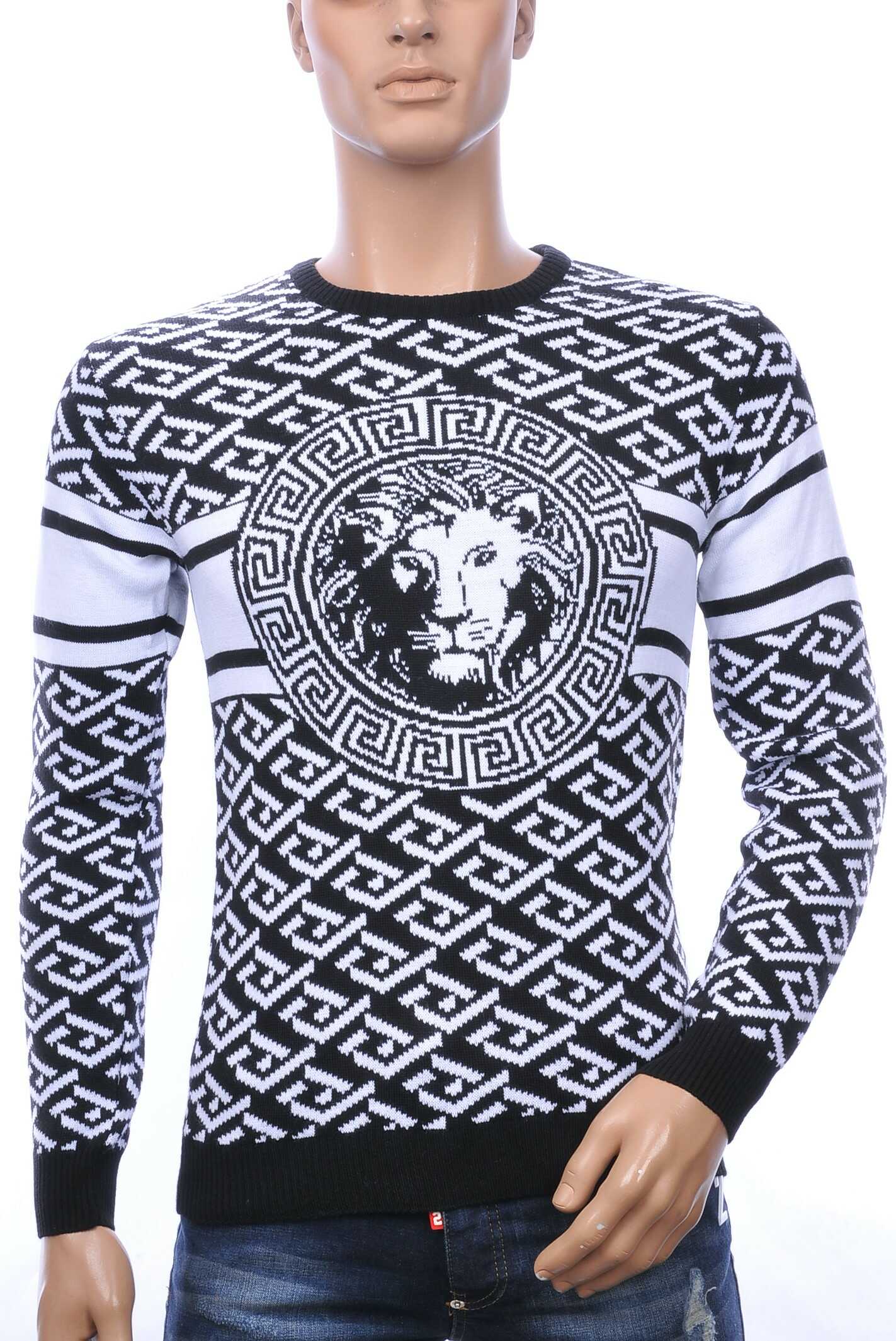 Club Ju A Fish Named Fred Wolff Blitz Louis Vuitton GUCCI VERSACE KENZO Dsquared2 Levi's CHASIN G-STAR DOLCE & GABBANA DIESEL PME LEGEND WAM DENIM LACOSTE ronde hals allover modern dessin heren trui met leeuwenkop dessin Zwart