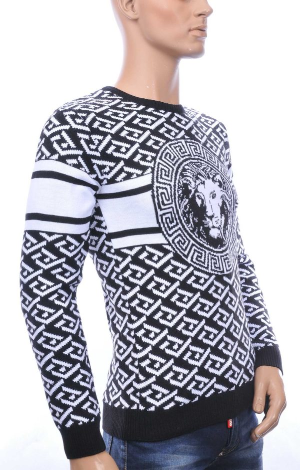 Club Ju A Fish Named Fred Wolff Blitz Louis Vuitton GUCCI VERSACE KENZO Dsquared2 Levi's CHASIN G-STAR DOLCE & GABBANA DIESEL PME LEGEND WAM DENIM LACOSTE ronde hals allover modern dessin heren trui met leeuwenkop dessin Zwart