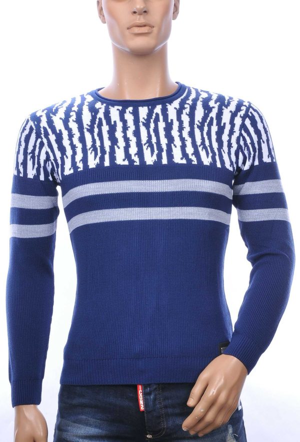 Club Ju A Fish Named Fred Wolff Blitz Louis Vuitton GUCCI VERSACE KENZO Dsquared2 Levi's CHASIN G-STAR DOLCE & GABBANA DIESEL PME LEGEND WAM DENIM LACOSTE Parajumpers Stone Island ronde hals modern dessin heren trui Blauw
