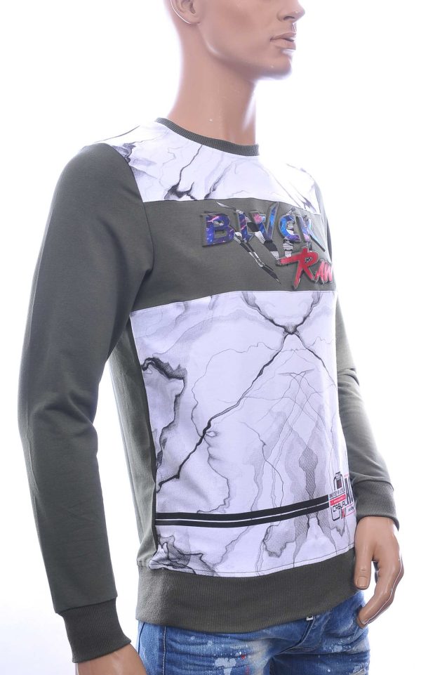CLUB JU BLACK RAW ronde hals heren Shirt met 3D letters Khaki