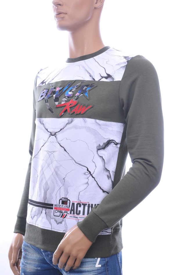 CLUB JU BLACK RAW ronde hals heren Shirt met 3D letters Khaki
