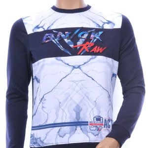 CLUB JU BLACK RAW ronde hals heren Shirt met 3D letters Navy