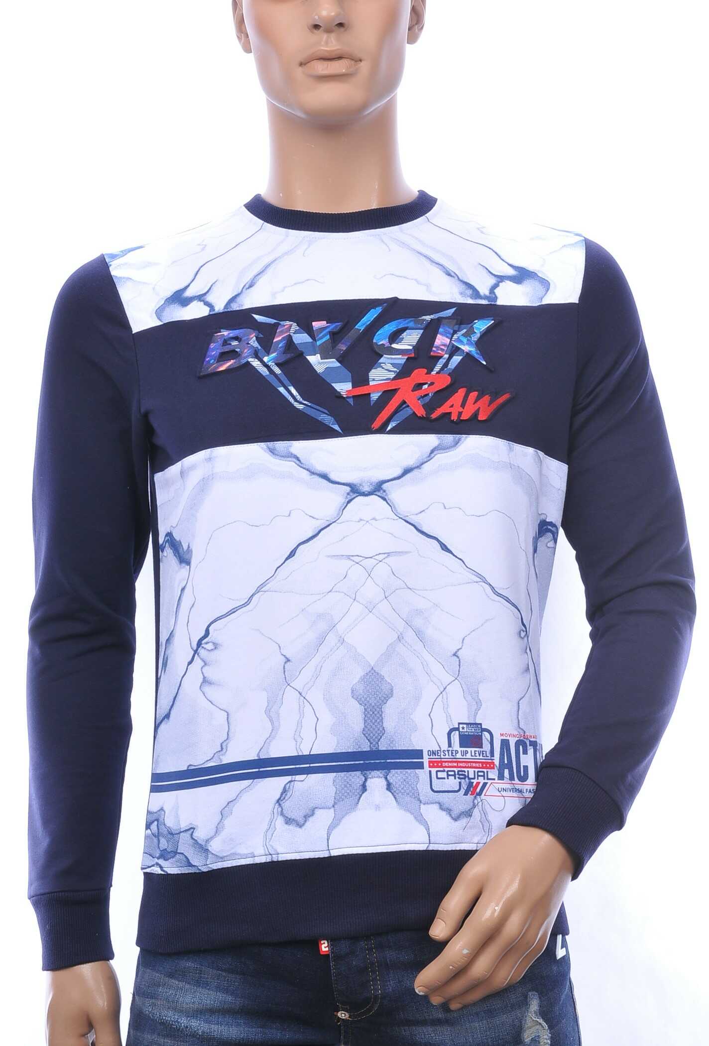 CLUB JU BLACK RAW ronde hals heren Shirt met 3D letters Navy