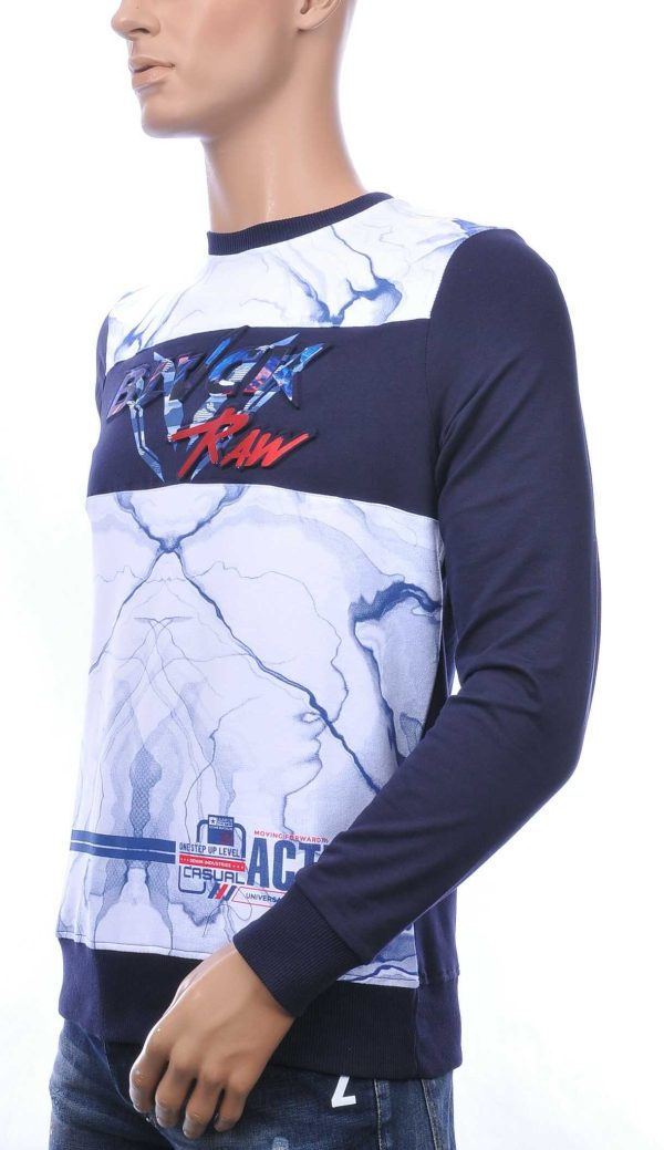 CLUB JU BLACK RAW ronde hals heren Shirt met 3D letters Navy