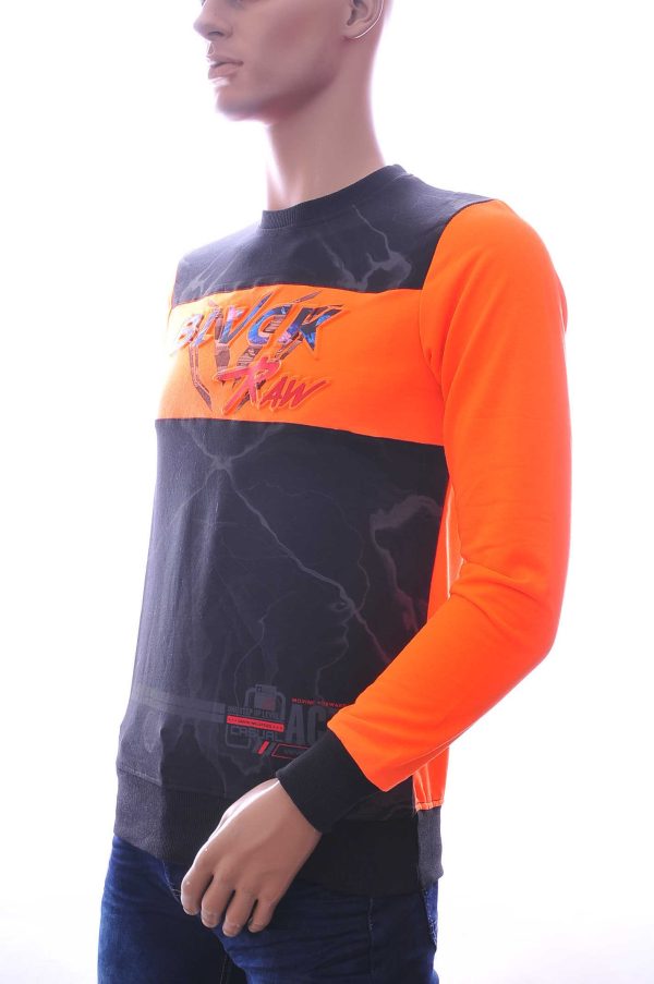CLUB JU BLACK RAW ronde hals heren Shirt met 3D letters Oranje