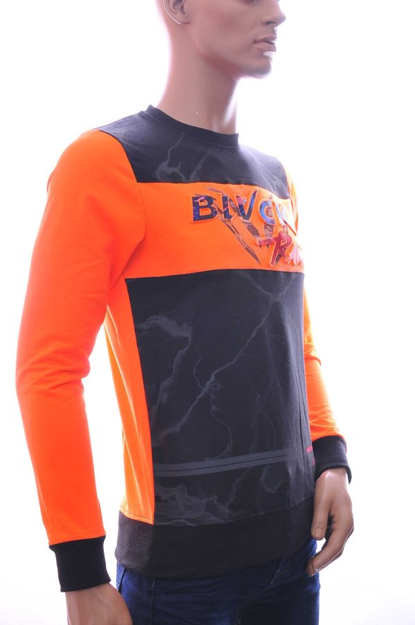 CLUB JU BLACK RAW ronde hals heren Shirt met 3D letters Oranje